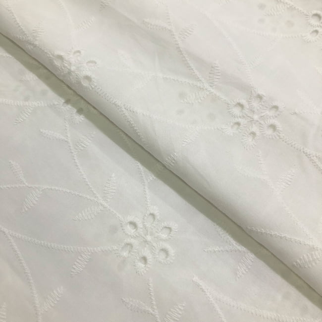 Tecido Laise Bordado 20 - Branco Off White - 100% Algodão