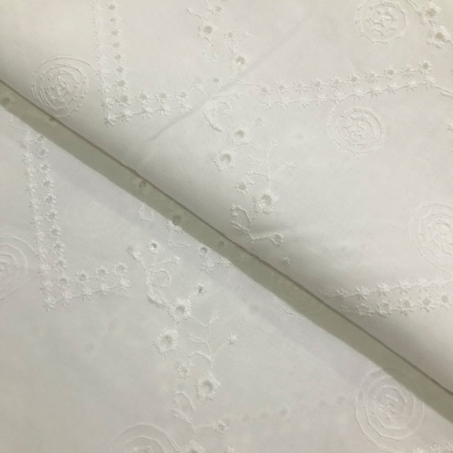 Tecido Laise Bordado 21 - Branco Off White - 100% Algodão