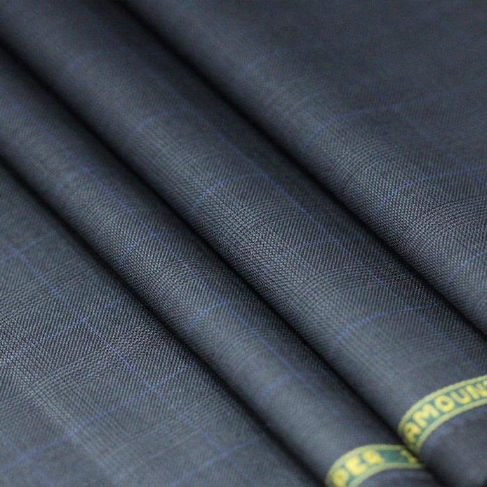 Tecido Alfaiataria Lã Fria Super 120 Paramount 06 - Quadriculado Azul Grafite - Twill Premium