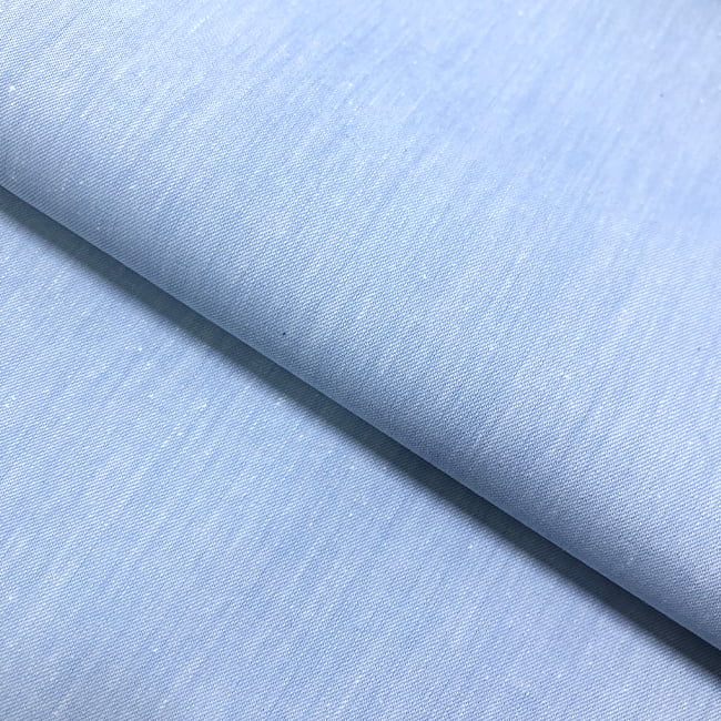 Tecido Camisaria Tricoline Fio 40 - Chambray - Azul Frozen - 100% Algodão