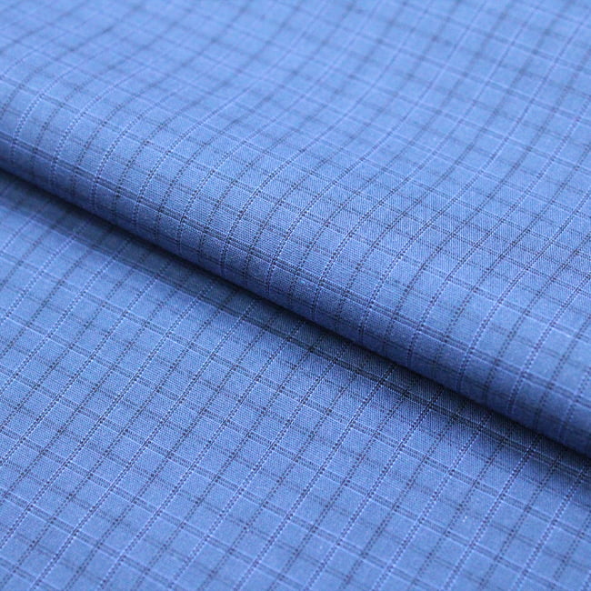 Tecido Camisaria Tricoline Fio 60 - Alexandria 279 - Xadrez G Azul - Fundo Azul - 100% Algodão