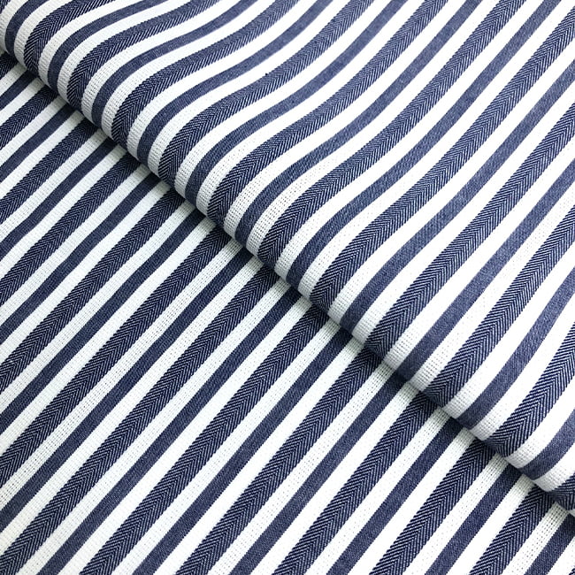 Tecido Tricoline Fio 60 Alexandria 316 Maquinetado Listra G Marinho – 100% Algodão