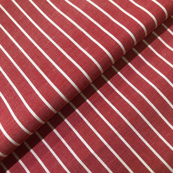 Tecido Tricoline Fio 60 Alexandria 322 Listra GG Branco Fundo Vermelho – 100% Algodão
