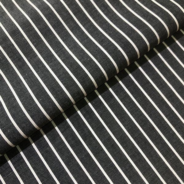 Tecido Tricoline Fio 60 Alexandria 323 Listra GG Branco Fundo Preto – 100% Algodão