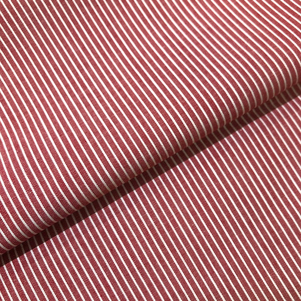 Tecido Tricoline Fio 60 Alexandria 324 Listra M Branco Fundo Vermelho – 100% Algodão