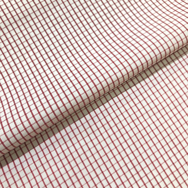 Tecido Tricoline Fio 60 Alexandria 328 Xadrez M Vermelho Fundo Branco – 100% Algodão