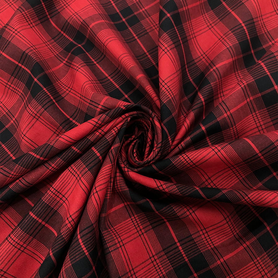 Tecido Tricoline Fio 40 - FT Xadrez Texas 01 Vermelho e Preto - 100% Algodão