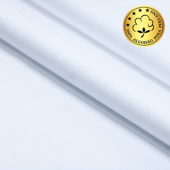 Tecido Camisaria fio 100 Maquinetado - Resca Cividale 01 Branco - 100% Algodão Pima