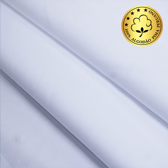 Tecido Camisaria fio 70 Liso crepe - Venezia 01 Branco - 100% Algodão Pima