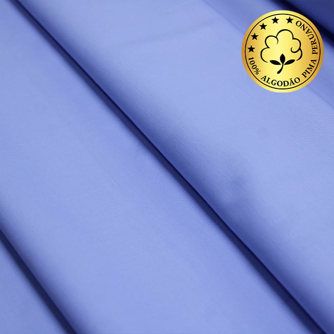 Tecido Camisaria fio 70 Liso - Milano 02 Celeste - 98% Algodão Pima + 2% Elastano