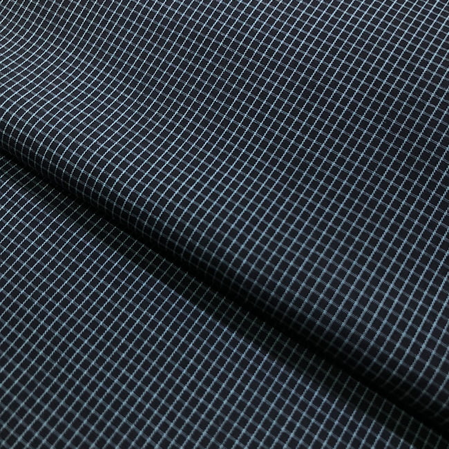 Tecido Camisaria Tricoline Fio 60 - Alexandria 331 Xadrez M Branco - Fundo Preto - 100% Algodão