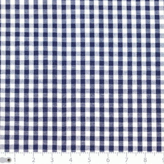 Tecido Camisaria Tricoline Fio 40 - Fio Tinto - Vichy Xadrez M - Azul Marinho - 100% Algodão 