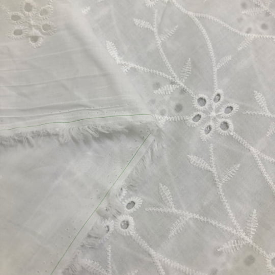 Tecido Laise Bordado 20 - Branco Off White - 100% Algodão
