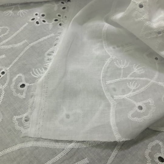 Tecido Laise Bordado 16 - Branco - 100% Algodão