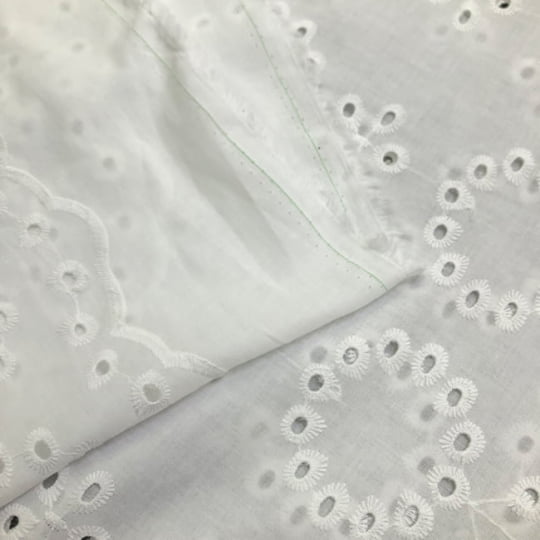 Tecido Laise Bordado 19 - Branco Off White - 100% Algodão