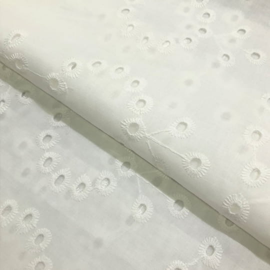 Tecido Laise Bordado 19 - Branco off white - 100% Algodão