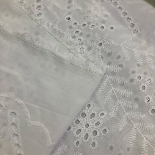 Tecido Laise Bordado 22 - Branco Off White - 100% Algodão