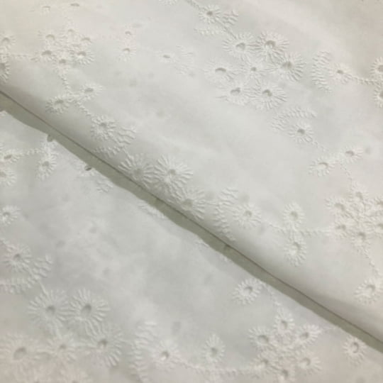 Tecido Laise Bordado 23 - Branco Off White - 100% Algodão