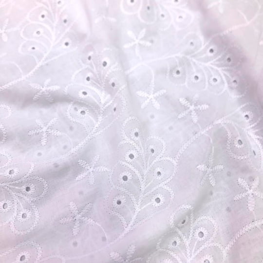 Tecido Laise Bordado 26 - Branco Off White - 100% Algodão