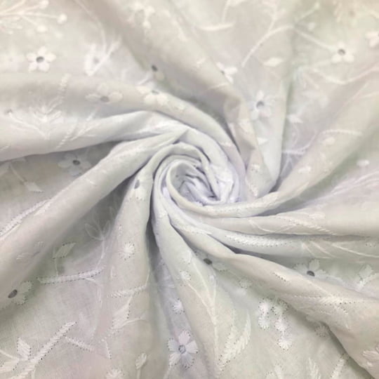 Tecido Laise Bordado 27 - Branco Off White - 100% Algodão