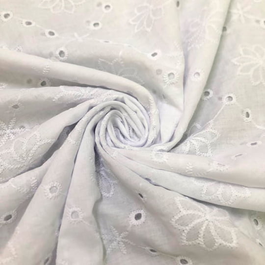Tecido Laise Bordado 30 - Branco Off White - 100% Algodão