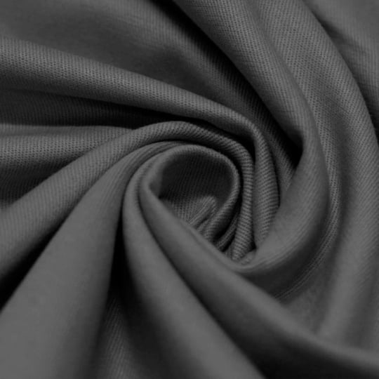 Tecido Sarjado Cotton Satin Liso - Cinza Médio - 98% Algodão 2% Elastano