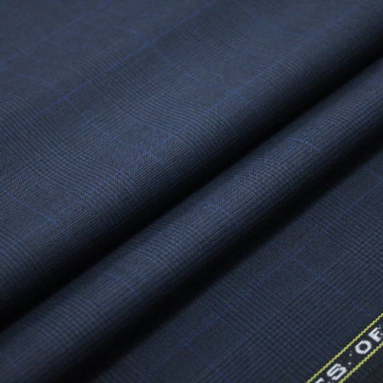 Tecido Alfaiataria Lã fria Classic Paramount 15 Príncipe de Gales Azul Noite - Super Tropical