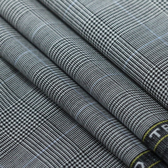 Tecido Alfaiataria Lã fria Classic Paramount 10 Príncipe de Gales Cinza - Super Tropical