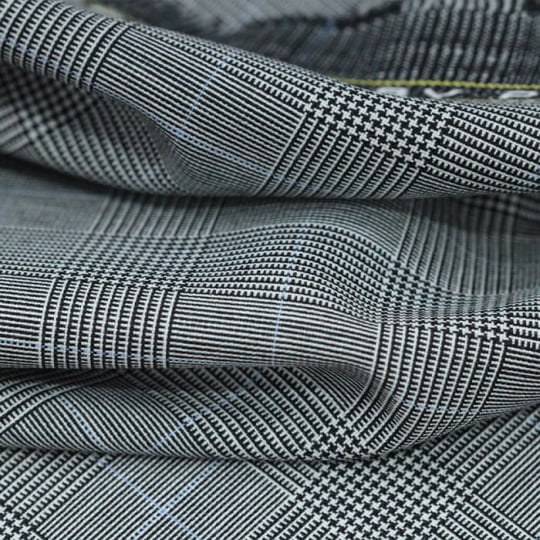 Tecido Alfaiataria Lã fria Classic Paramount 10 - Príncipe de Gales - Cinza - Super Tropical
