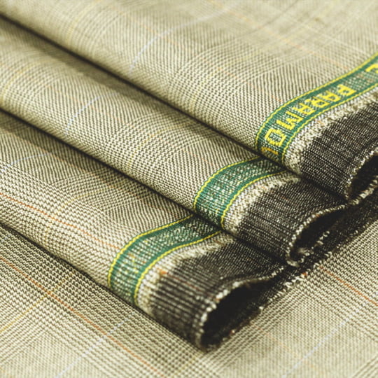Tecido Alfaiataria Lã fria super 120 Paramount 28 Príncipe de Gales Bege - Twill Premium
