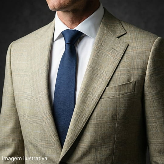 Tecido Alfaiataria Lã fria super 120 Paramount 28 Príncipe de Gales Bege - Twill Premium Tecido Alfaiataria Lã fria super 120 Paramount 28 Príncipe de Gales Bege - Twill Premium