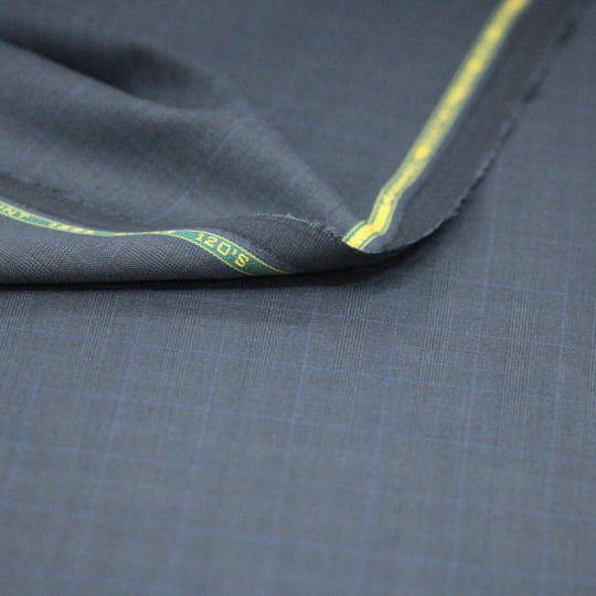 Tecido Alfaiataria Lã fria super 120 Paramount 06 Quadriculado Azul Grafite - Twill Premium