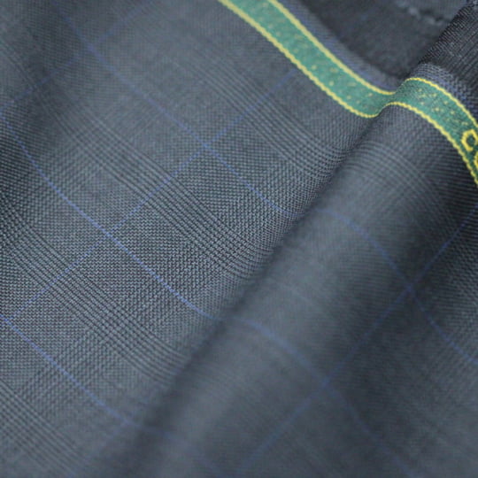 Tecido Alfaiataria Lã Fria Super 120 Paramount 06 - Quadriculado Azul Grafite - Twill Premium