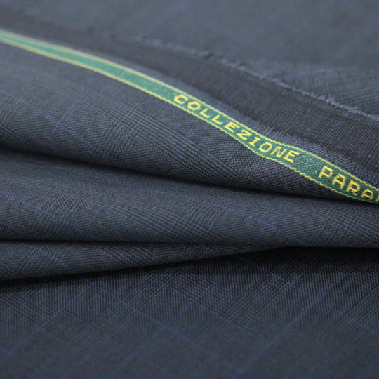 Tecido Alfaiataria Lã Fria Super 120 Paramount 06 - Quadriculado Azul Grafite - Twill Premium