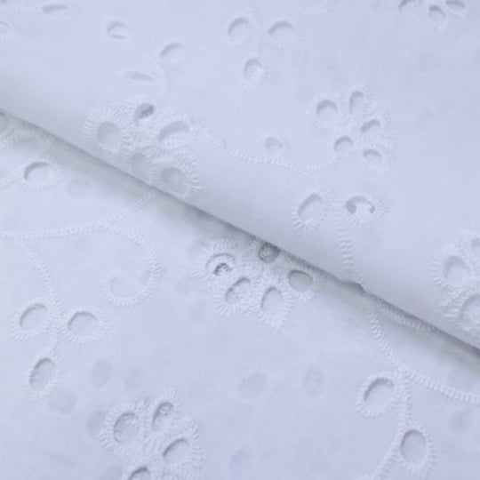 Tecido Laise Bordado 09 - Branco - 100% Algodão