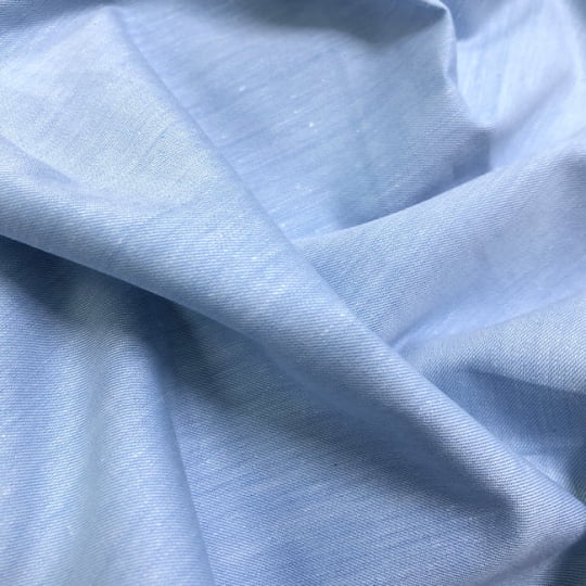 Tecido Camisaria Tricoline Fio 40 - Chambray - Azul Frozen - 100% Algodão