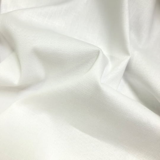 Tecido Camisaria Tricoline Fio 40 Liso - Branco  - 97% Algodão + 3% Elastano