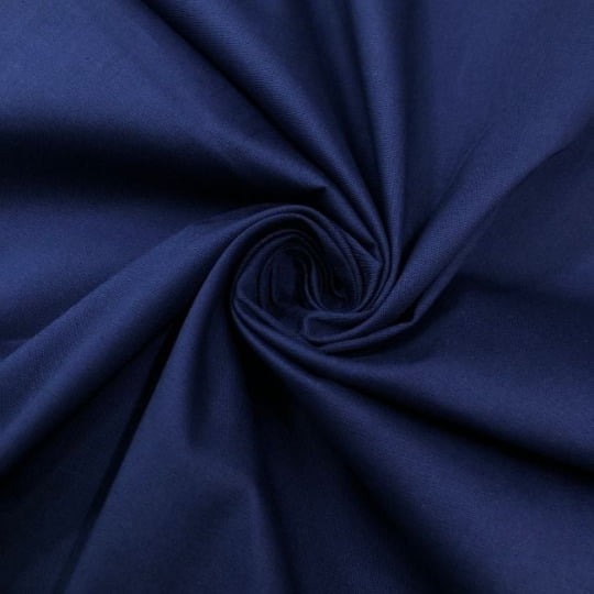 Tecido Camisaria Tricoline Fio 40 Liso - Marinho - 97% Algodão + 3% Elastano