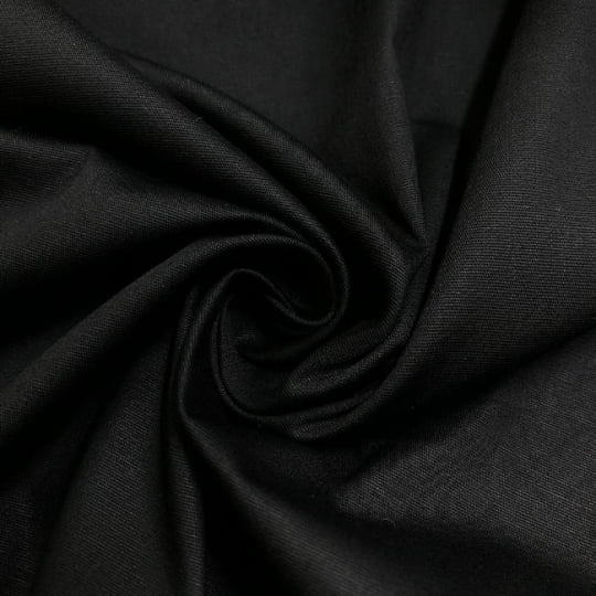 Tecido Camisaria Tricoline Fio 40 Liso - Preto  - 97% Algodão + 3% Elastano