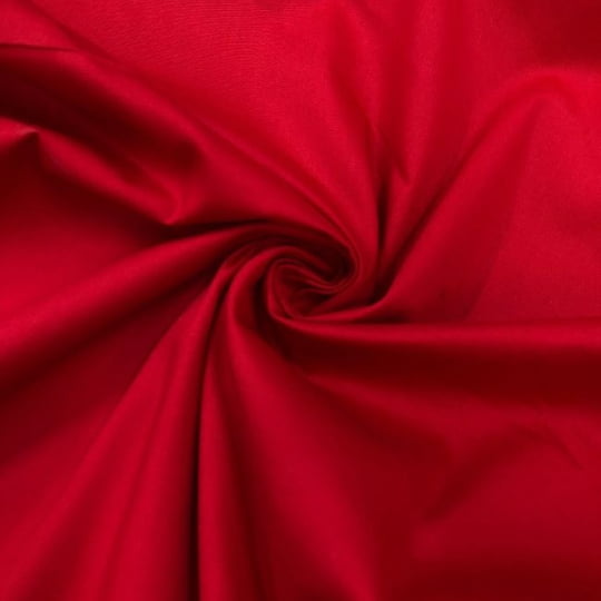 Tecido Camisaria Tricoline Fio 40 Liso - Vermelho  - 97% Algodão + 3% Elastano
