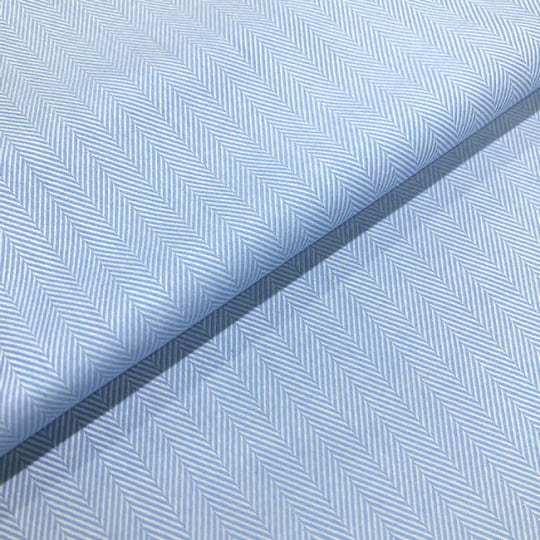 Tecido Camisaria Tricoline Fio 50 - Hórus 02 - Azul Claro - Maquinetado - 100% Algodão