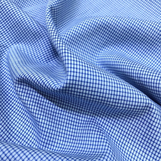 Tecido Camisaria Tricoline Fio 60 - Alexandria 282 Xadrez Royal - Fundo Azul Suave - 100% Algodão