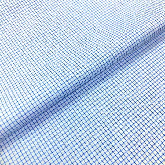 Tecido Camisaria Tricoline Fio 60 - Alexandria 302 - Xadrez M Royal - 100% Algodão