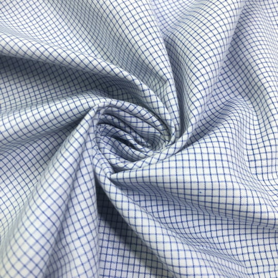 Tecido Camisaria Tricoline Fio 60 - Alexandria 303 - Xadrez M Marinho - 100% Algodão