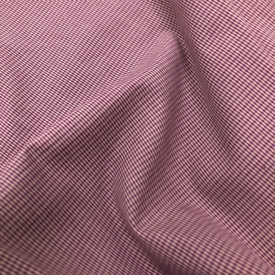 Tecido Camisaria Tricoline Fio 60 - Alexandria 319 - Xadrez P Vinho - Fundo vermelho - 100% Algodão