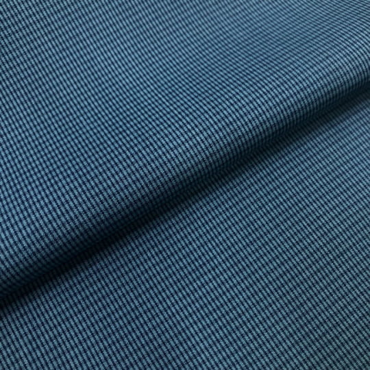 Tecido Camisaria Tricoline Fio 60 - Alexandria 320 - Xadrez P Azul - Fundo Verde Água - 100% Algodão