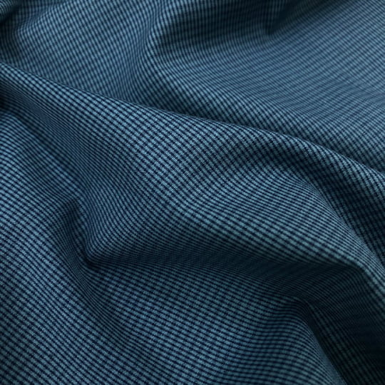 Tecido Tricoline Fio 60 Alexandria 320 Xadrez P Azul Fundo Verde Água – 100% Algodão