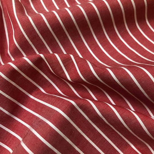 Tecido Tricoline Fio 60 Alexandria 322 Listra GG Branco Fundo Vermelho – 100% Algodão