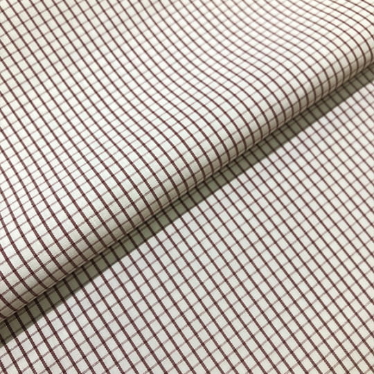 Tecido Camisaria Tricoline Fio 60 - Alexandria 325 - Xadrez M Vinho - Fundo Branco - 100% Algodão