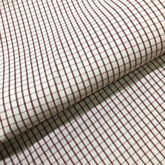 Tecido Tricoline Fio 60 Alexandria 325 Xadrez M Vinho Fundo Branco – 100% Algodão